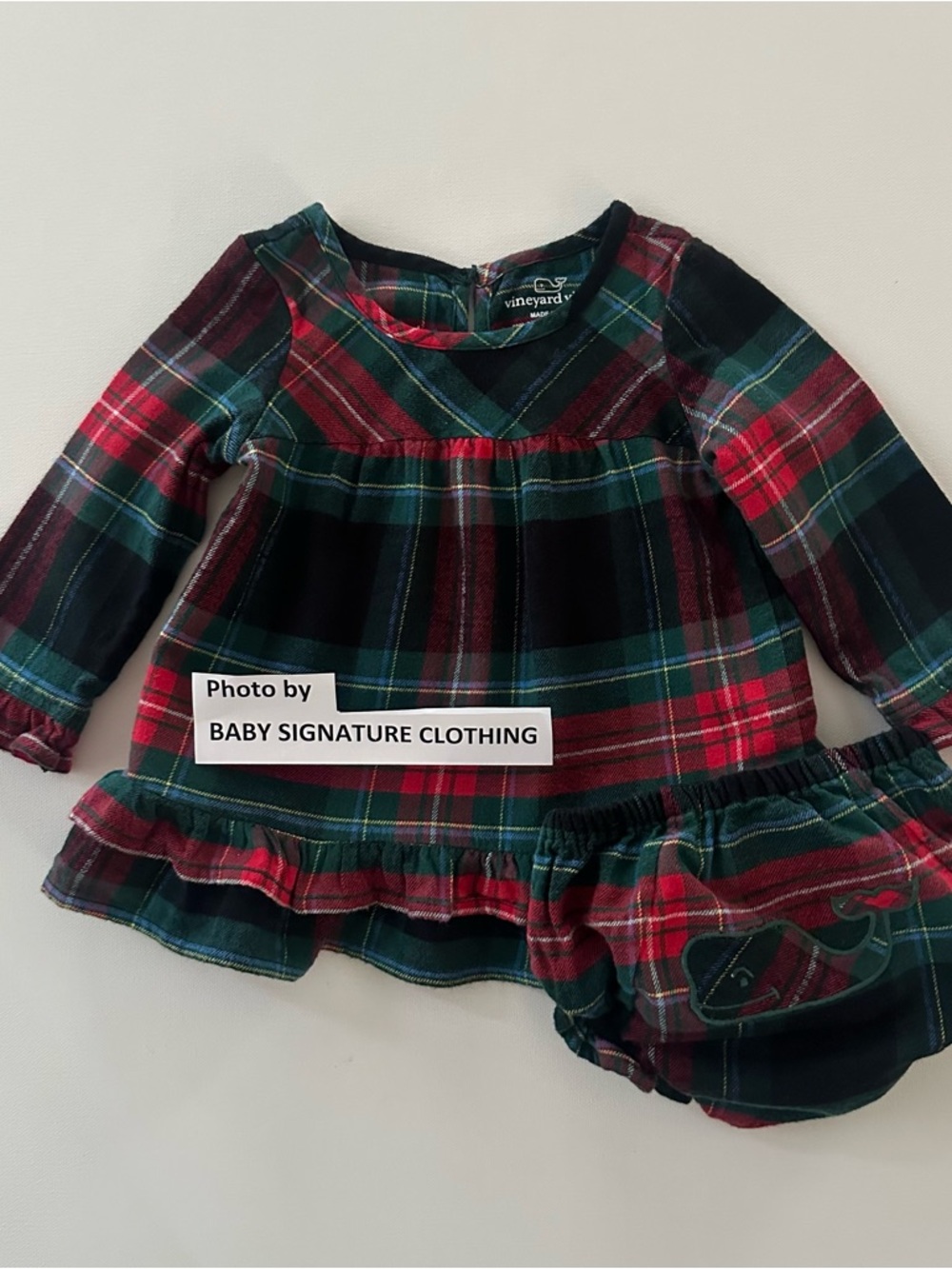 Vineyard Vines 3-6 Months Baby Girl Red Plaid Flannel Dress Holiday Christmas